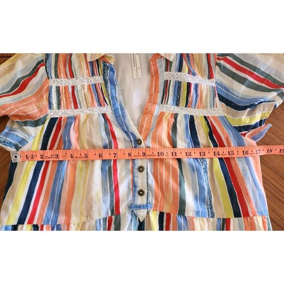 Anthropologie Striped Georgina Tiered Mini Shirtdress Dress Size XS - Picture 7 of 8